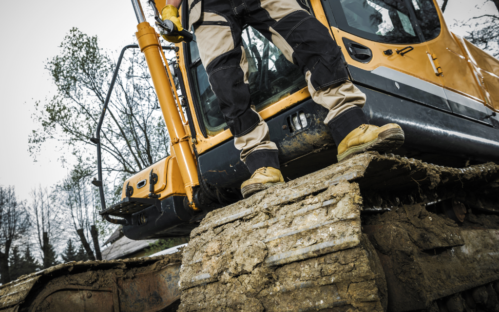 Baumaschine im Einsatz auf einer Baustelle